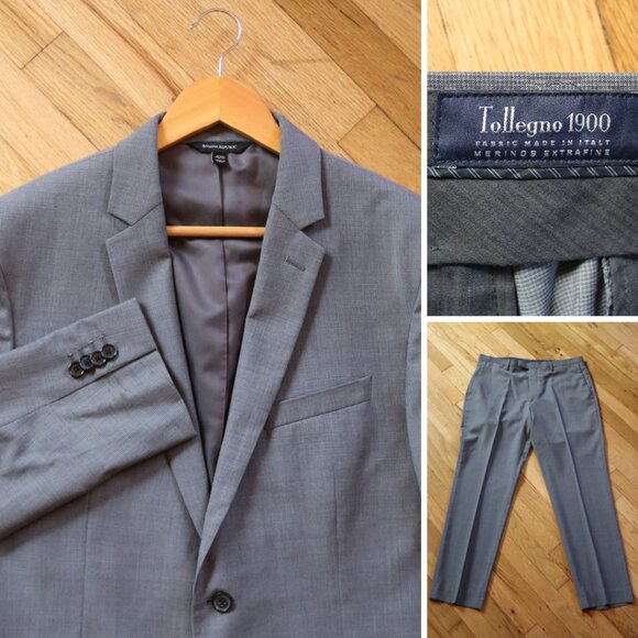 Banana Republic Suit Men 42S Tollegno 1900 ITALY Extra Fine Wool Pants 33 x 30